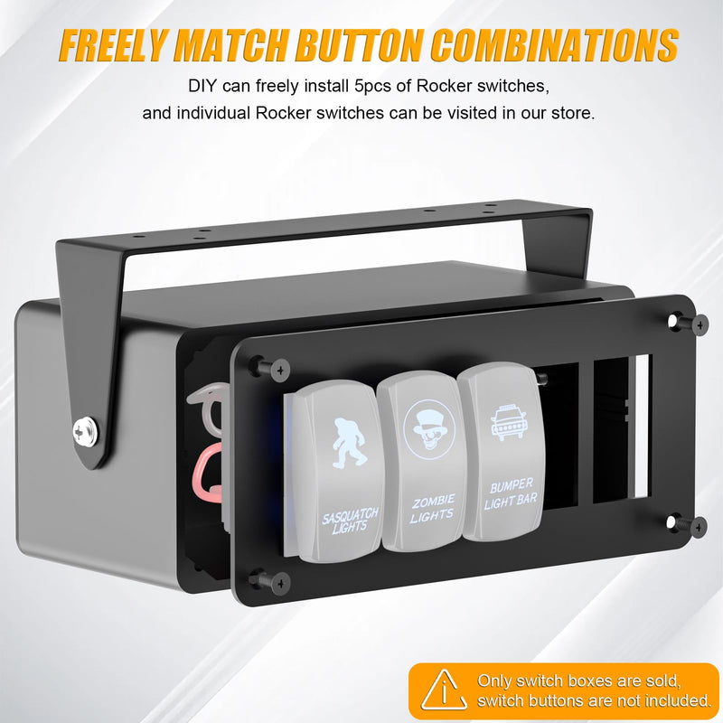 Rocker/Toggle Switch Box - 5 Gang Switches Installation housing for Pickup Truck Car UTV Off Road Marine… Large-5 Gang