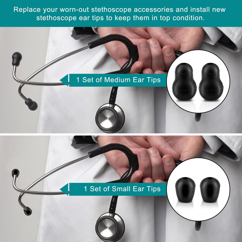 [Australia - AusPower] - Stethoscope Ear Tips Replacement for Littmann Stethoscopes - Compatible with Littman Ear Tips Replacement, Stethoscope Ear Pieces, Littmann Stethoscope Parts & Cardiology IV Parts, Small/Medium, 4 Pcs 