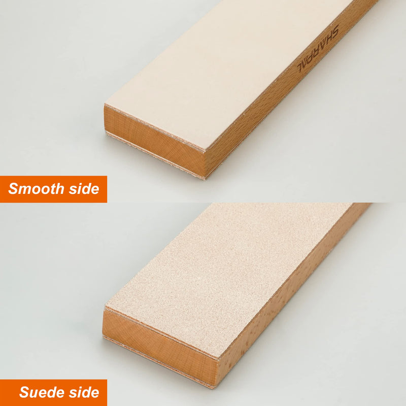 [Australia - AusPower] - SHARPAL 205H Double-sided Leather Strop (Genuine Cowhide) 13.2" x 2.4" Kit with 2 Oz. Polishing Compound & Angle Guide, Knife Stropping Block for Sharpening & Honing Knives tools, Woodcarving Chisels Double-Sided Leather Strop with Compound 