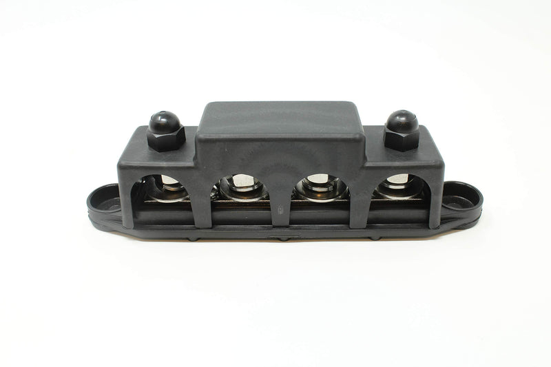 [Australia - AusPower] - 4 Post Power Distribution Block Bus Bar with Cover - Made in The USA - 250 Amp Rating - Marine, Automotive, and Solar Wiring (5/16" - Black) 5/16" - Black 