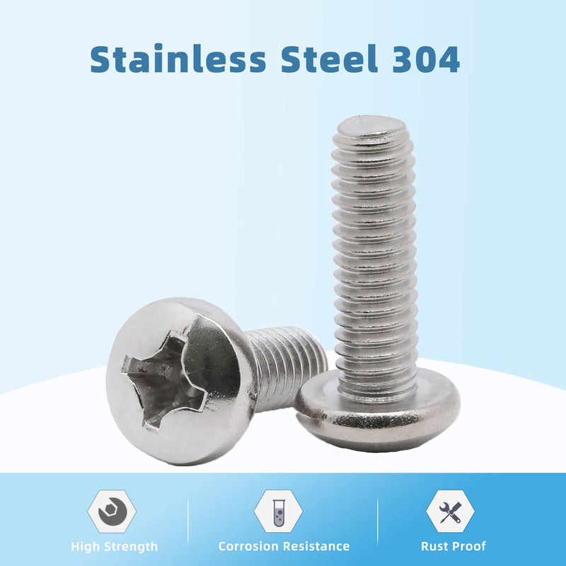 [Australia - AusPower] - 1/4-20 x 1" Pan Head Machine Screws, Full Thread, 304 Stainless Steel 18-8, Pack of 25 1/4-20 x 1" 
