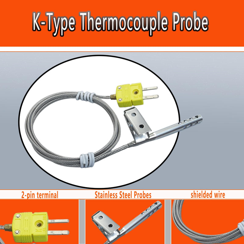 [Australia - AusPower] - 2 Pack TL3163K K-Type Thermocouple Air Probes | -40°F to 470°F K-Type Thermocouple Probes 