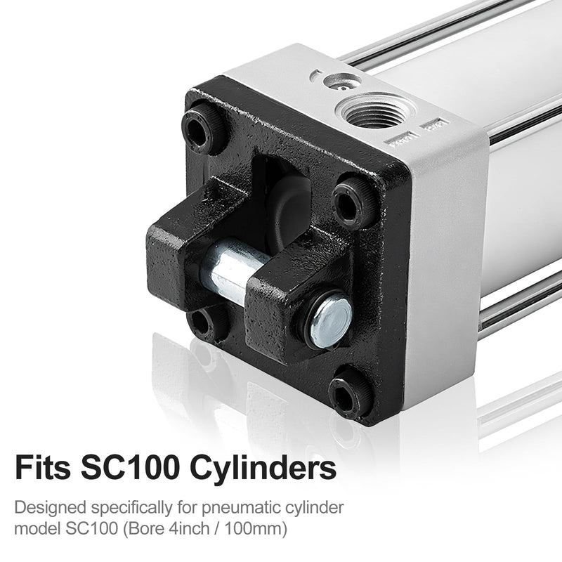 Baomain Foot Flange Mount Bracket, CB-100 Double-Ear Type for 100mm Bore SC Series Pneumatic Air Cylinders, with 4 Mounting Screws