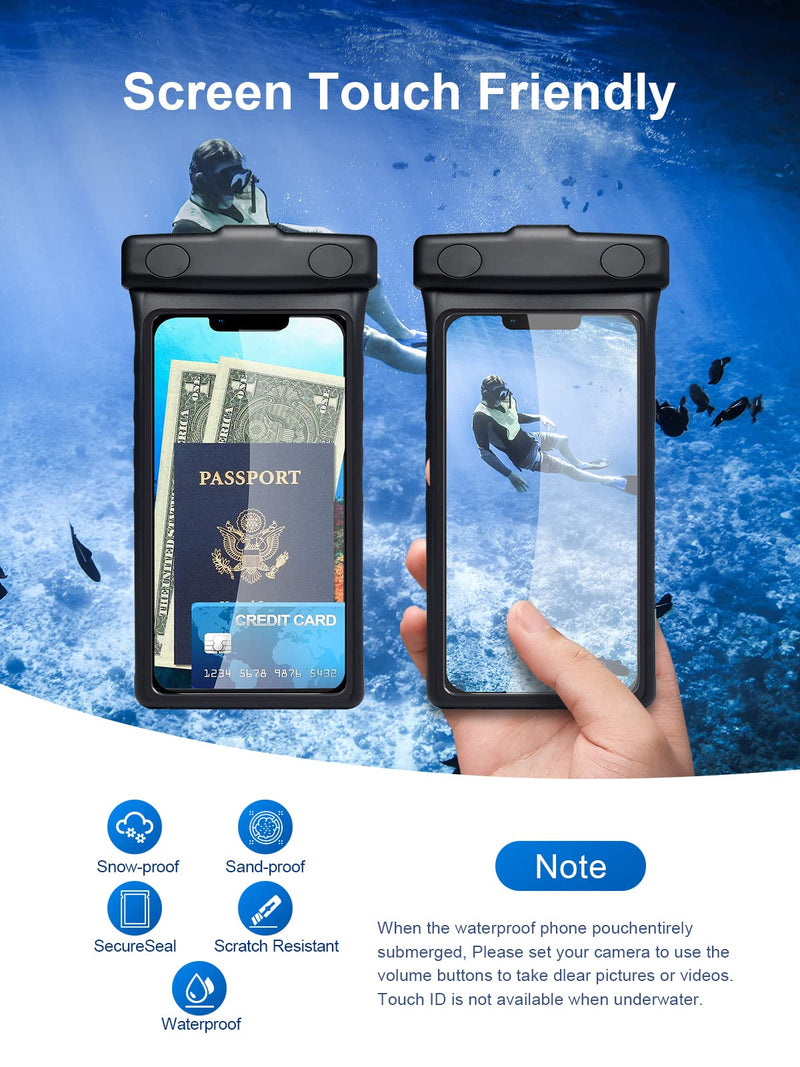 [Australia - AusPower] - wellhouse Waterproof Phone Pouch Case, 3D Stereoscopic 7" Waterproof Cell Phone Dry Bag for iPhone 14 13 12 11 XS XR X Pro Max Plus Mini, S22 S21 Ultra, IPX8 Underwater Phone Protector, Earl Black 1 Pack - Earl Black7.0" 