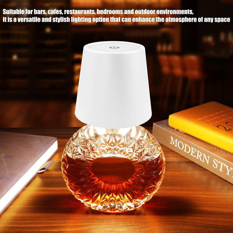 Wireless Bottle Lamp with Remote Control, Rechargeable RGB Wine Bottle with 3Modes Light Dimming, Waterproof Touch Lamp Head for Room, Bar, Restaurant and Party Decorations(RGB White) RGB White