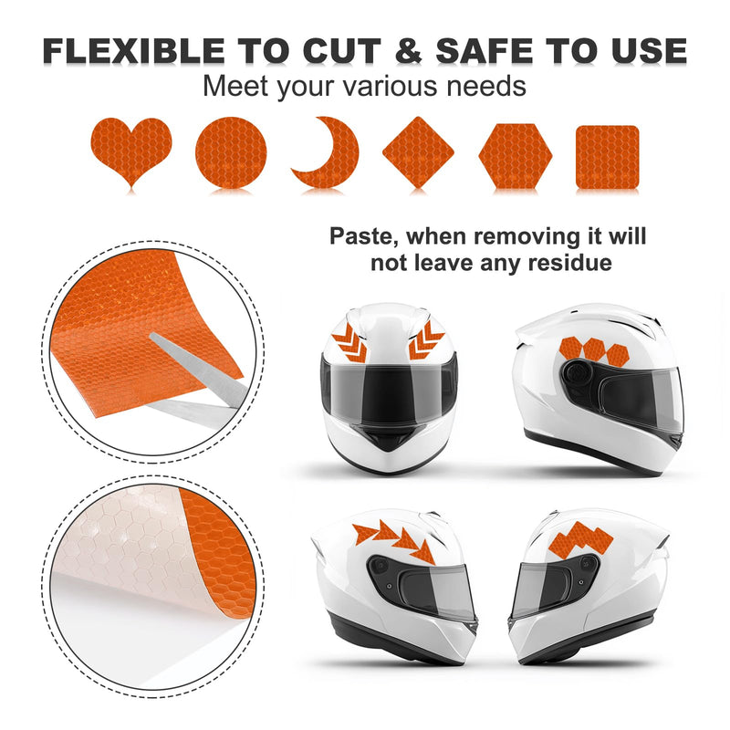 MECCANIXITY Reflective Tape, 2 Inch x 16 ft Self-Adhesive Trailer Reflector Tape Waterproof Warning Safety Sticker High Visibility Night Reflectors for Bikes Cars, Orange 2 Inch x 16 Feet