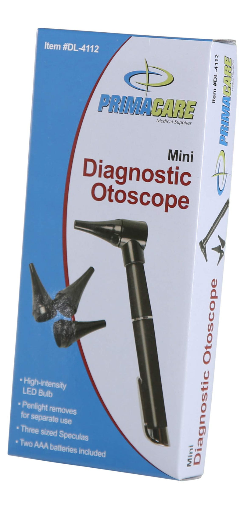 [Australia - AusPower] - Primacare Diagnostic Otoscope with LED for Doctors | Pocket Ear Canal Checker for Kids, Adults & Pets | Compact Medical Ear Examination Scope | 3 Specula Sizes 