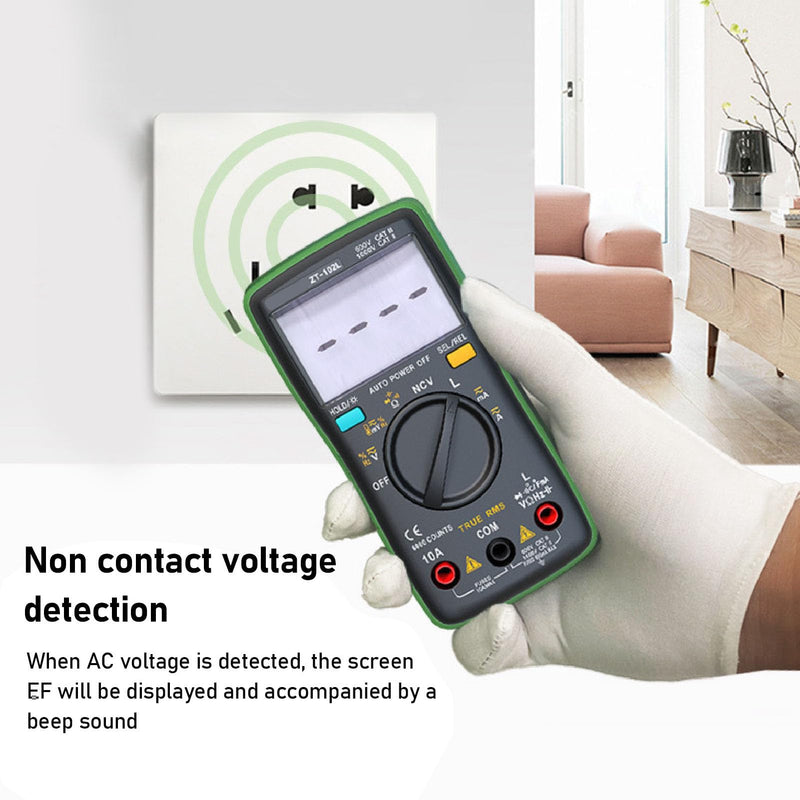 [Australia - AusPower] - ZT102L Digital Multimeter with NCV Function Compact Portable Inductance Capacitance Tester Inductor Meter Backlit Screen Display 