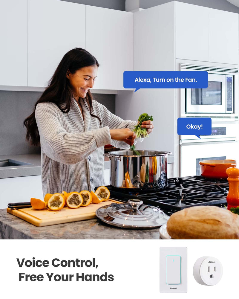 Zoiinet Smart Plug Switch, 2.4G WiFi Outlet Time Switch, Compatible with Alexa, Google Home, Smart Life & IFTTT APP, Voice Control & Timer, Buckle Design & Removable, No Hub Needed, Programmable 1 Switch 1 Outlet