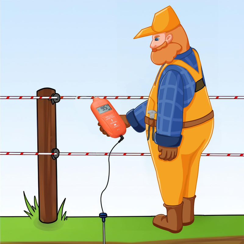 [Australia - AusPower] - Electric Fence Tester Fault Finder Digital Electric Fence Voltage Tester Max 19.9kv, Fence Voltage Tester with Large LCD Display, Grounding & 1.5V Battery Included 