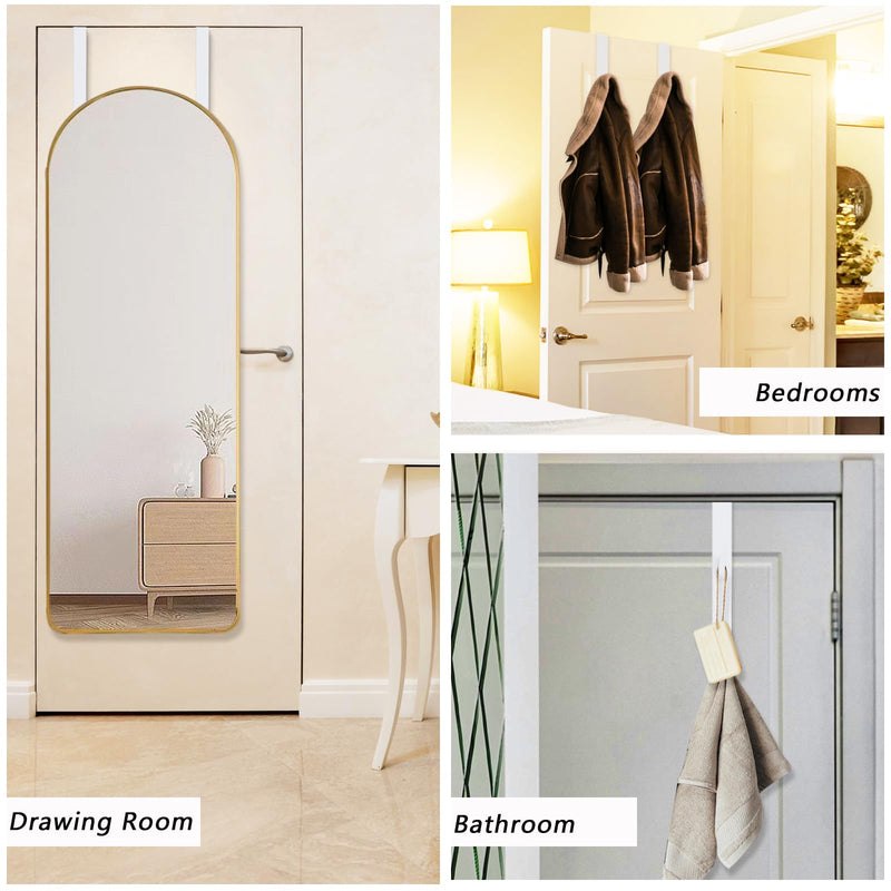 [Australia - AusPower] - 2 PCS Over The Door Mirror Hanger, Adjustable Door Mirror Hanger, Five-Hole Over The Doors-Mirrors Hook, Mirrors Doors Hangers with 2 Iron Filings and Screws (White) White 