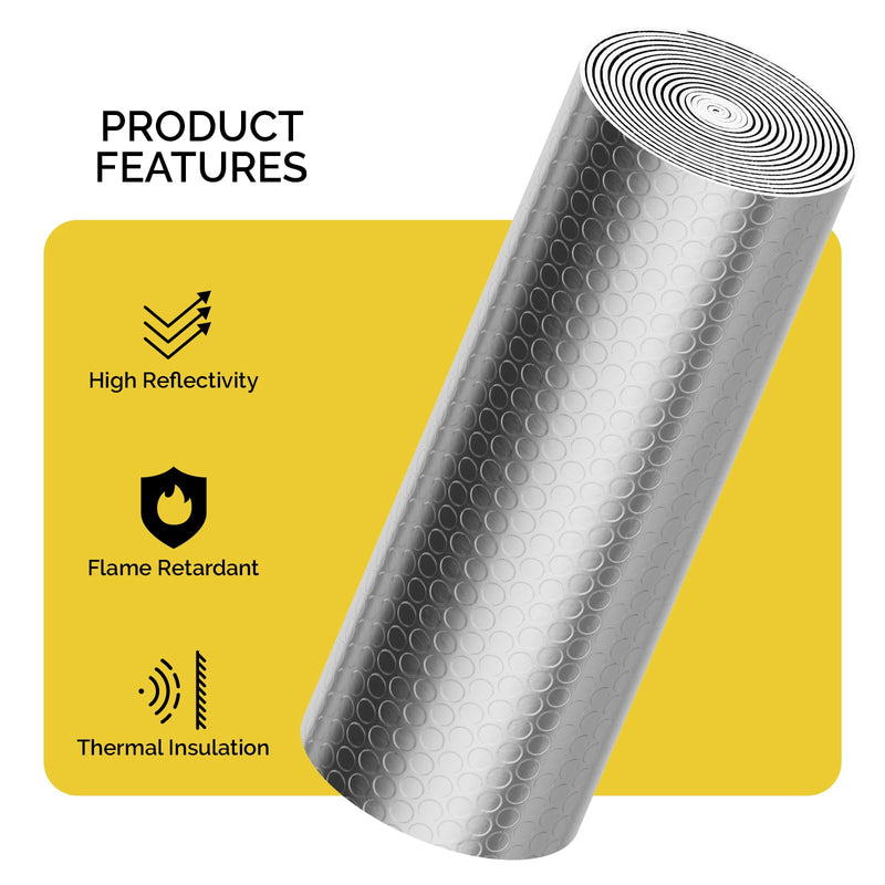fowong Reflective Insulation Roll, Window Insulation Kit for Winter Weatherproofing Aluminum Foil Shield Radiant Barrier for RV Window Garage Thermal Heat Shield 48" x 10 Ft 48" x 10 Ft X 6mm