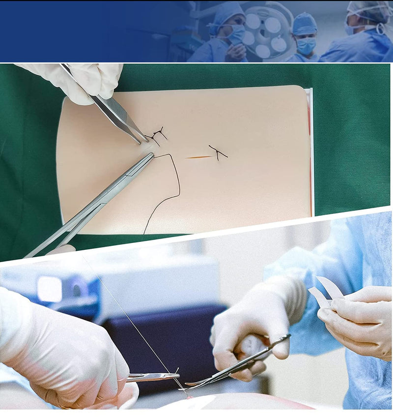 [Australia - AusPower] - Training Suture Pad Skin Model Practice with Curved Base, Anti-Slip Durable Silicone, 3 Layers, Reusable for Students Nurses Practicing 