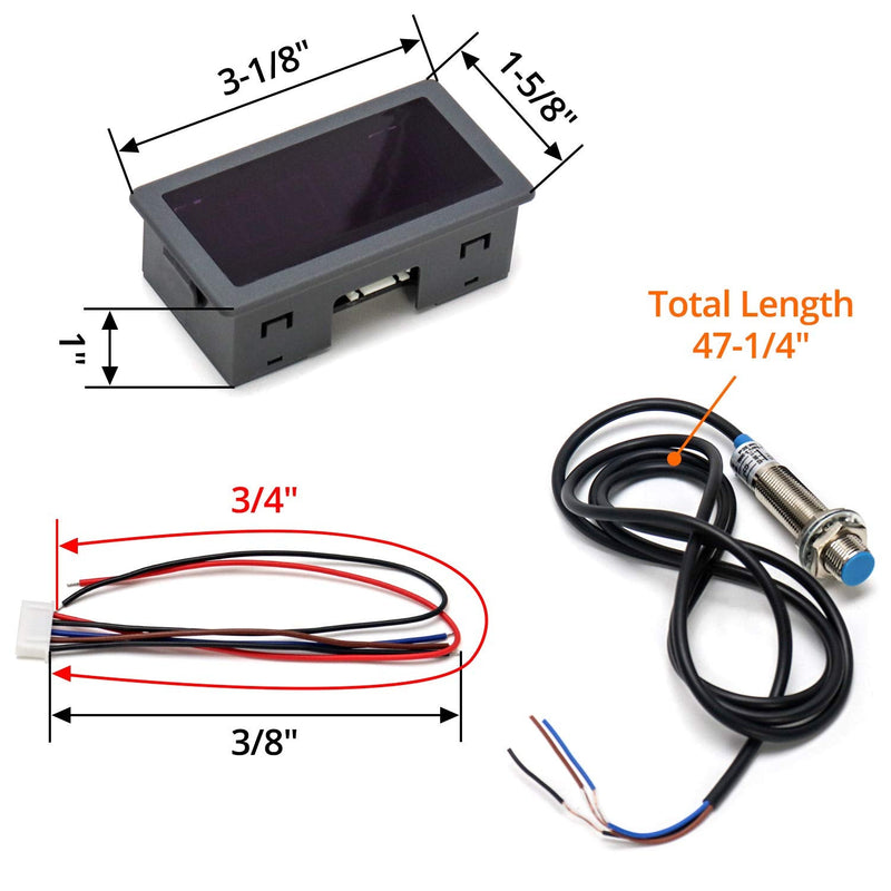 [Australia - AusPower] - QWORK® 4 Digital LED Display RPM Speed Meter Panel Inductive Hall Effect Sensor NPN Proximity Switch 