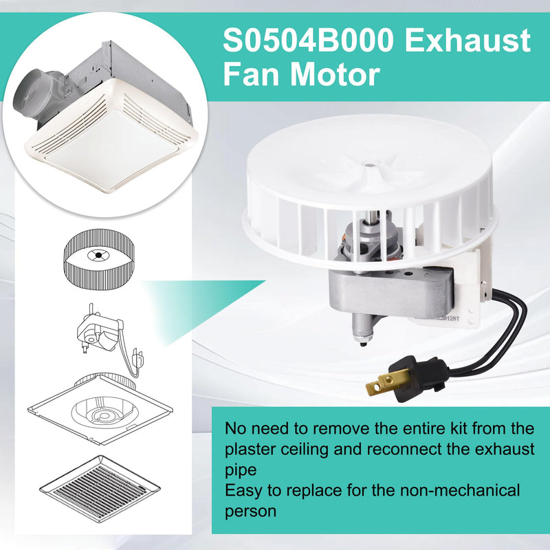 S0504B000 Bathroom Fan Motor for Broan NuTone 769RL B Unit, 763RL, 763RLN, 763RLN-R01, 757, 769RFT-R01, 769RL-R01, JESP-61K13/C-87547 Replacement Motor Motor & Blower Wheel