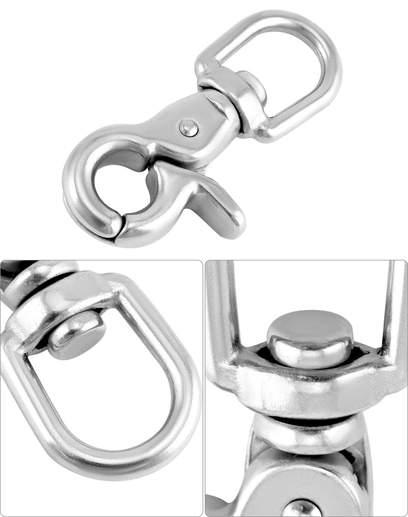 [Australia - AusPower] - QWORK Swivel Trigger Snap Hook, 4 Pack 2.56" Marine Grade Stainless Steel 316 Swivel Trigger Clip Hook, 130 Lbs Capacity, for Cages, Dog Leash, Flag Pole, Bag, Key Ring 
