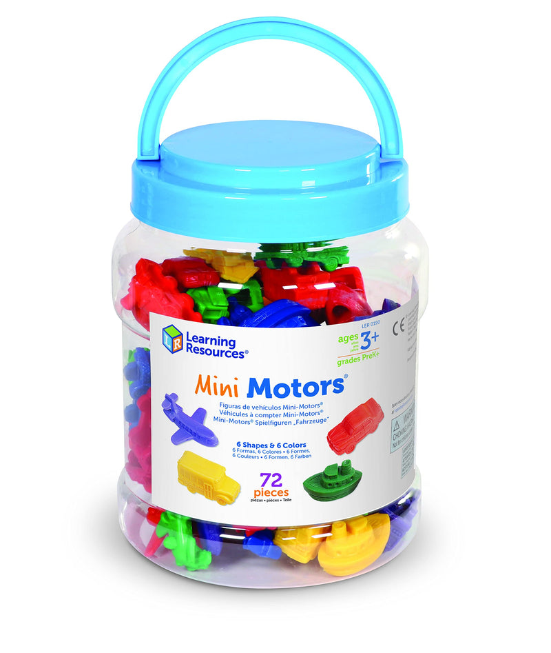 [Australia - AusPower] - Learning Resources Mini Motors Counting and Sorting Fun Set - 72 Pieces, Ages 3+ Car Counters for Kids, Preschool Math Counters, Math for Preschoolers 