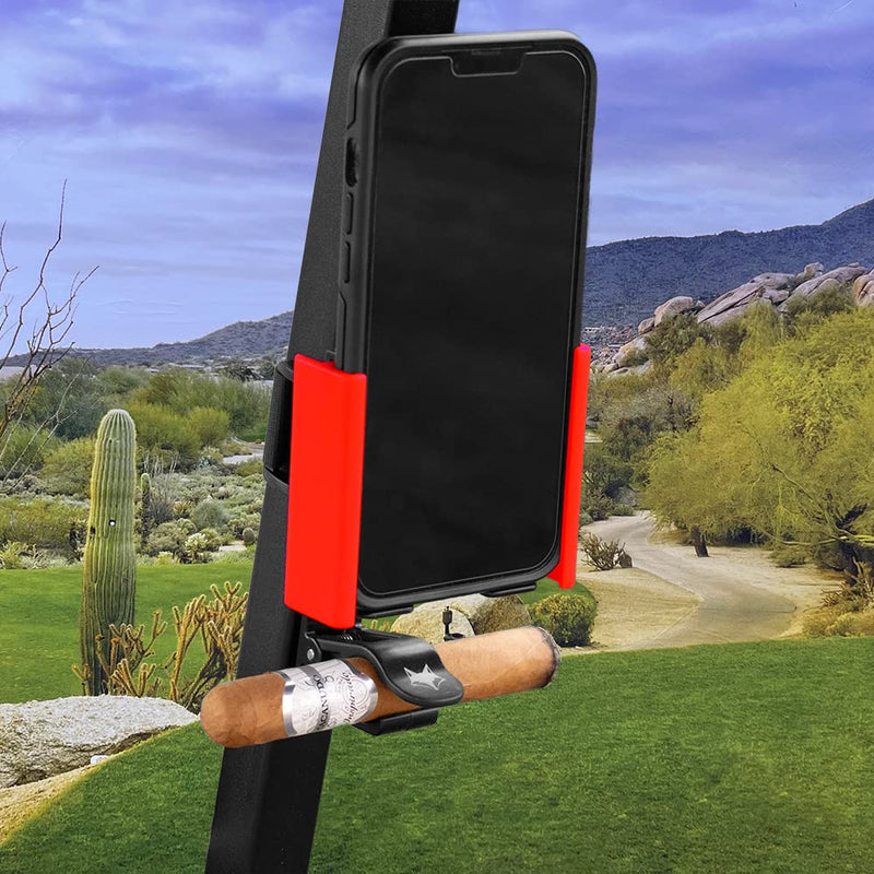 [Australia - AusPower] - Phone Caddy + Cigar Holder - The Best Phone and Cigar Holder for Golf - Fits All Popular Smart Phones Cigars (Red) Red 