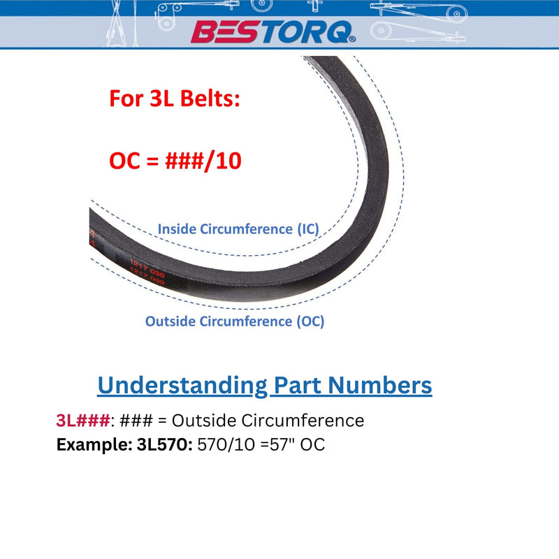 [Australia - AusPower] - BESTORQ 3L180 V-Belt, Classic Wrapped Rubber X3 V-Belt, Black, 18" Outside Circumference x .38" Width x .24" Height, Pack of 2 