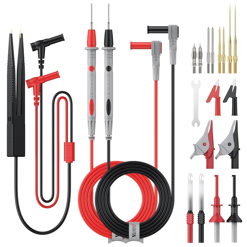 [Australia - AusPower] - BINTA 25-Piece Silicone Multimeter Leads Kit CAT Ⅲ 1000V 20A with Replaceable Test Probes 4PCS Large/Medium Alligator Clips Tweezer, Professional Leads Kit for Industrial Car Home Electrical Testing 25PCS 