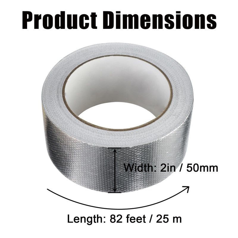 Aluminum Foil Tape 2 inch x 82 ft, Aluminum Fiberglass HVAC Tape, Self-Adhesive Heat Resistant Foil Tape for Ductwork, Dryer Vent, AC, Pipe Sealing & Patching (Silver) 2in x 82ft