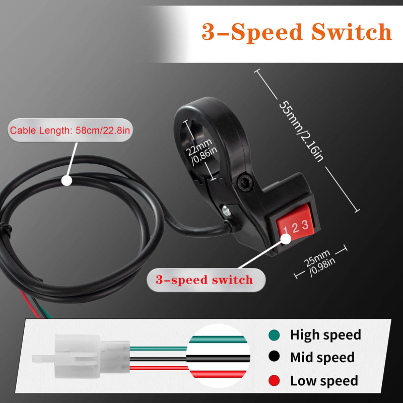 Brushed Motor Controller 36V 1000W Brush Motor Speed Control Brushed Controller with 3 Speed Switch for Scooter Electric Bicycle (36V 1000W)