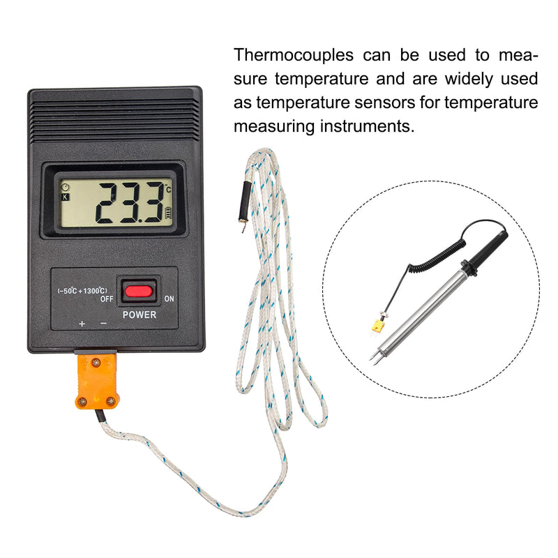 [Australia - AusPower] - MECCANIXITY Surface Thermocouple Probe K Type Yellow Coiled Wire 0 to 1000C for Metal Surface Temperature Measurement 