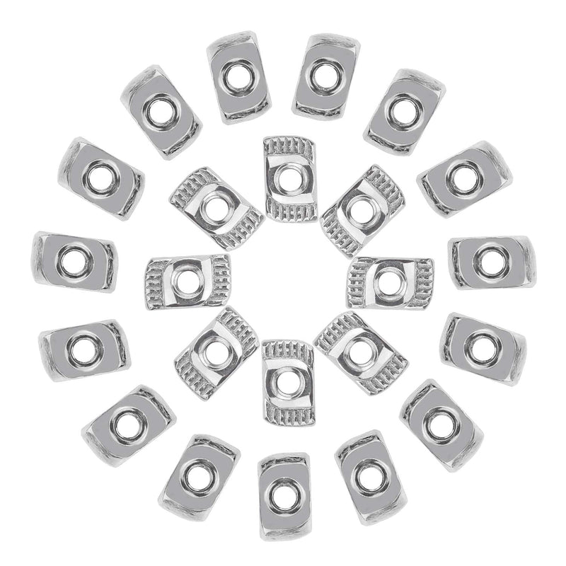 [Australia - AusPower] - 100 Pieces 2020 Series T Nuts, M3 T Slot Nut Hammer Head Fastener Nut, Nickel Plated Carbon Steel for Aluminum Profile 