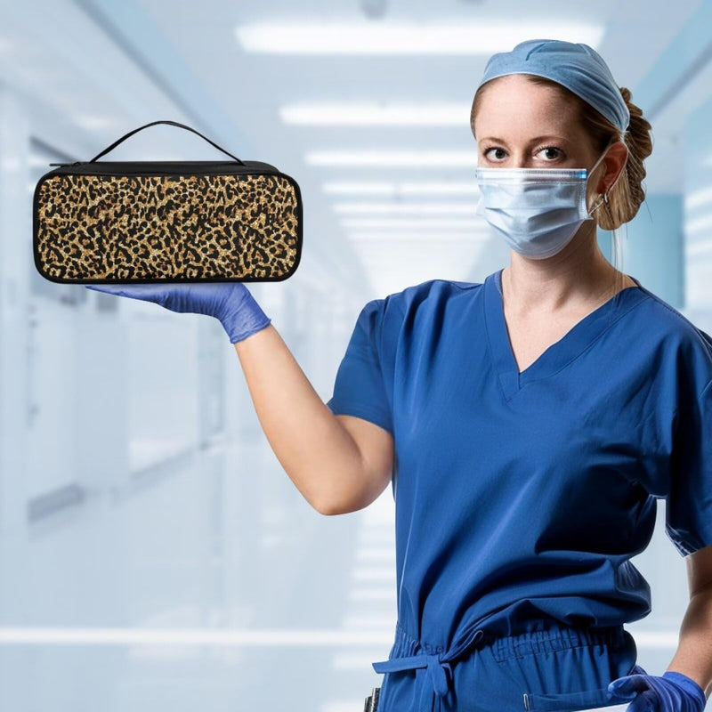 [Australia - AusPower] - Leopard Stethoscope Case Lightweight Protective Stethoscope Casewith Handle Shockproof Hard Organizer Storage Bag for Nursing Accessories Leopard 