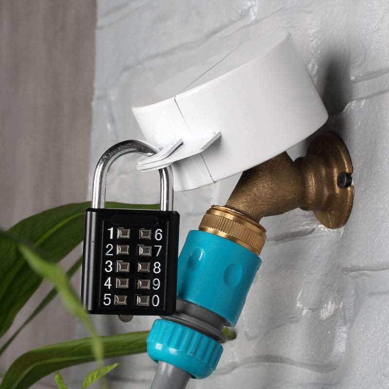 Outdoor Faucet Lock System -Gate Valve Lockout Device -Prevent Water Theft by Cover and Code Lock,Stop Unauthorized Water use and Vandalism,Water Spigot Cover (White Password Lock) White