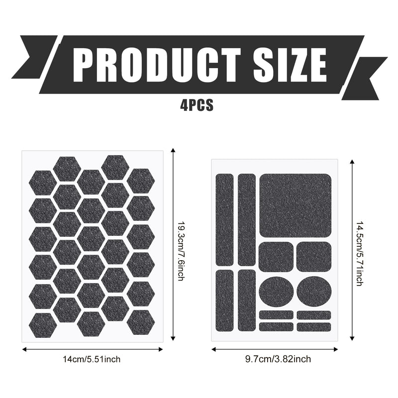 4 Pack Grey Anti-Slip Grip Tape Stickers, Different Shapes Phone Grip Strips Reusable Pre-Cut Adhesive Mouse Decals Tablet Patches for Cell Phone Case, Golf Handle, Game Controller & Smooth Device
