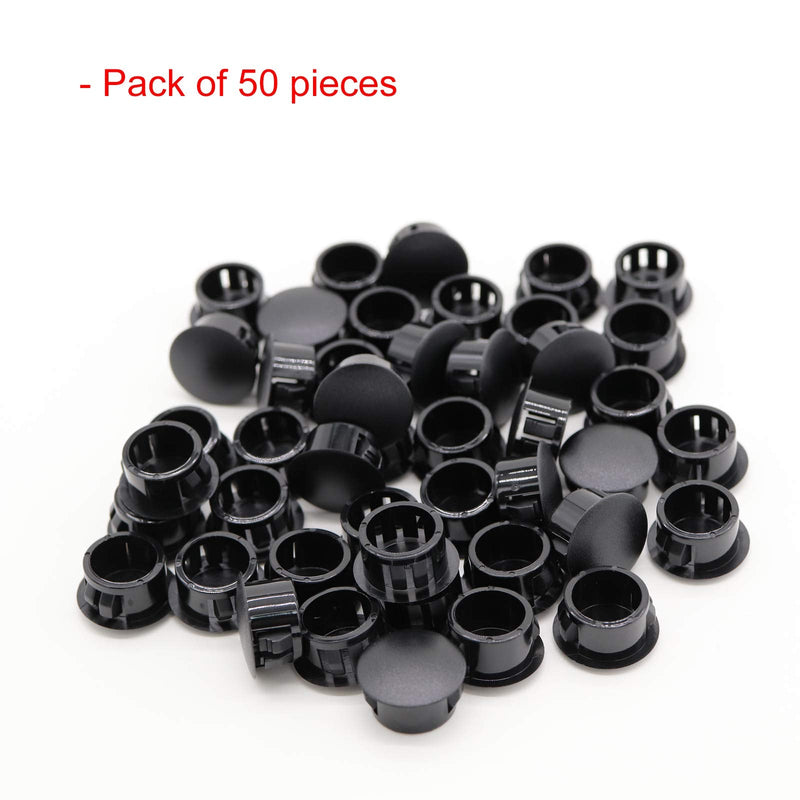 [Australia - AusPower] - Hole Plugs Plastic 16mm (5/8") Fit for 15.5-16mm Diameter Locking Hole Tube Flush Type Panel Plugs Fastener Cover for Kitchen Cabinet Furniture Black 50 Pcs 16mm(5/8") 