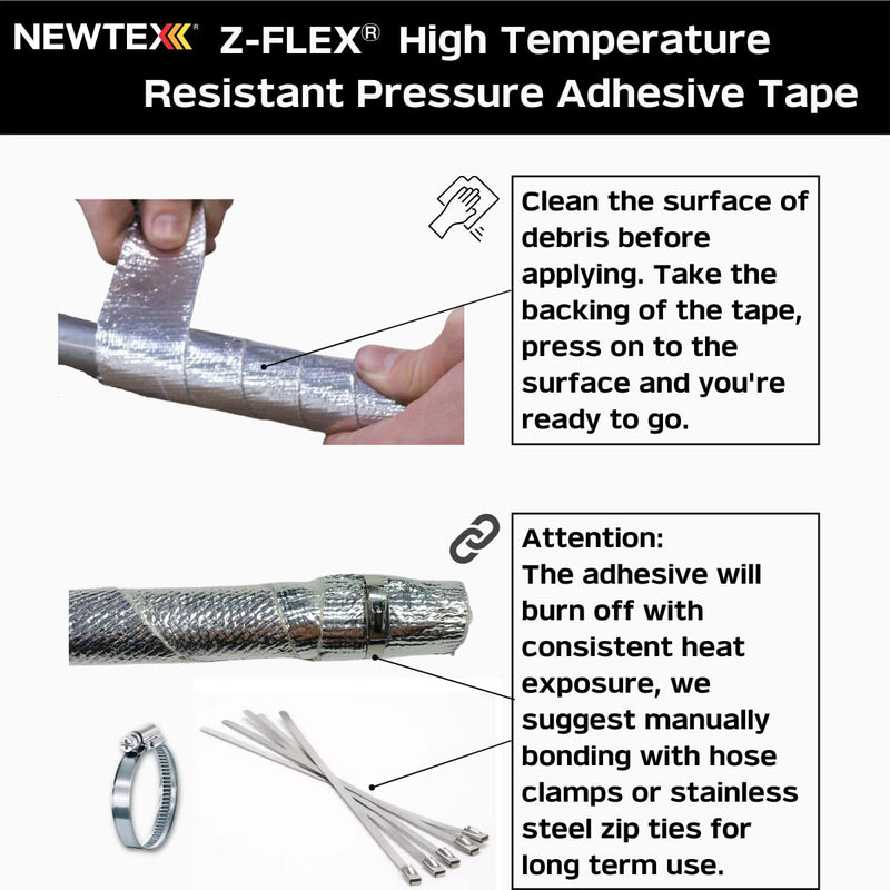 Newtex High Heat Resistant Tape - Extreme Temperature Aluminum Foil Z-Flex Tape - Pressure Sensitive Adhesive Ducting, Insulation, Reflective Heat Barrier Tape Roll (2" x 25') 2 Inches x 25 Feet