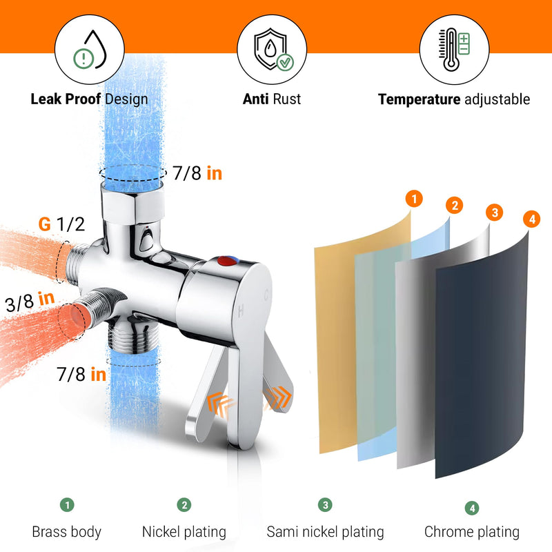 Hot and Cold Bidet Sprayer for Toilet w/Thermal Insulated Grip - Hot Water 180°F Handheld Sink Bidet Shataff - Diaper Sprayers - Muslim Shower Hand Held Attachment for Sink Hose Sprayer Hot & Cold Bidet Sprayer