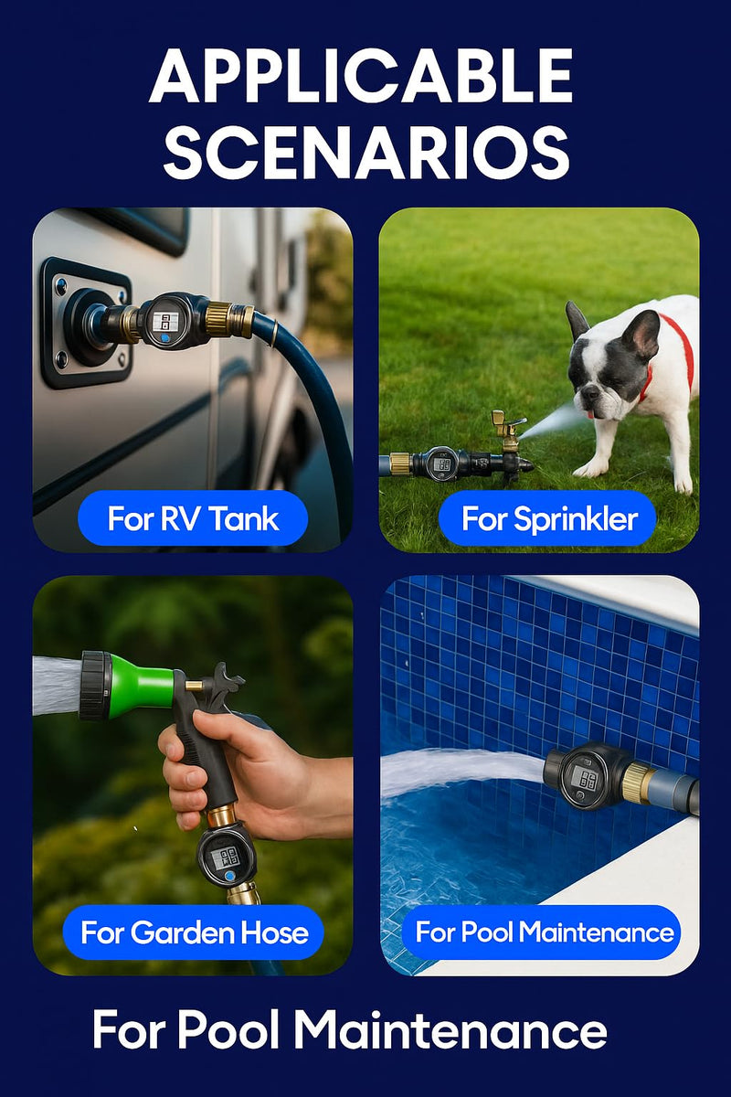 [Australia - AusPower] - Water Flow Meter with Brass Inlet, Measuring Gallon/Liter Consumption and Flow Rate for Outdoor Garden Hose Watering, RV Essentials Water Tank Filling, Sprinkler and Nozzle Sprayer (1 Pack) 1 Pack 