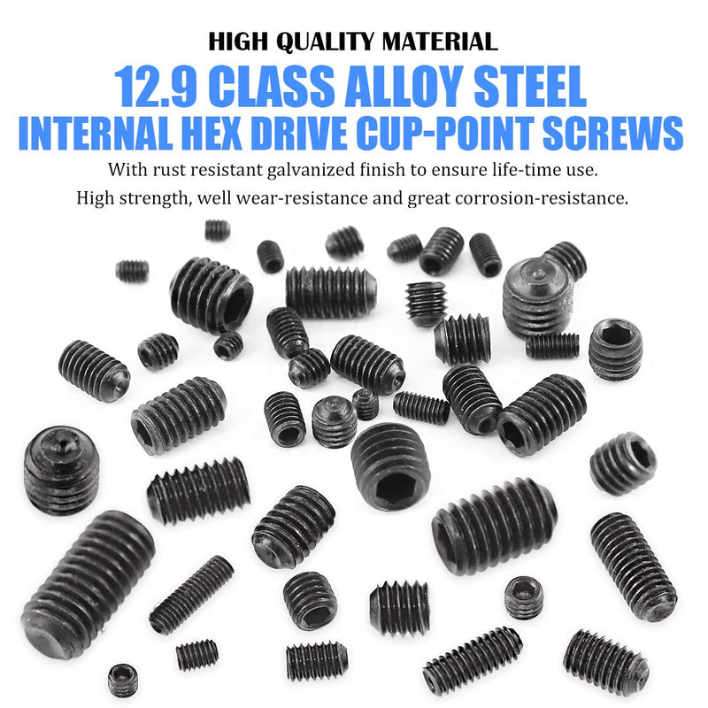[Australia - AusPower] - Glarks 200Pcs M3 4 5 6 8 Hex Allen Head Socket Set Screw Assortment Kit + 450Pcs M3/M4/M5/M6/M8 Allen Head Socket Set Screw Assortment Kit 