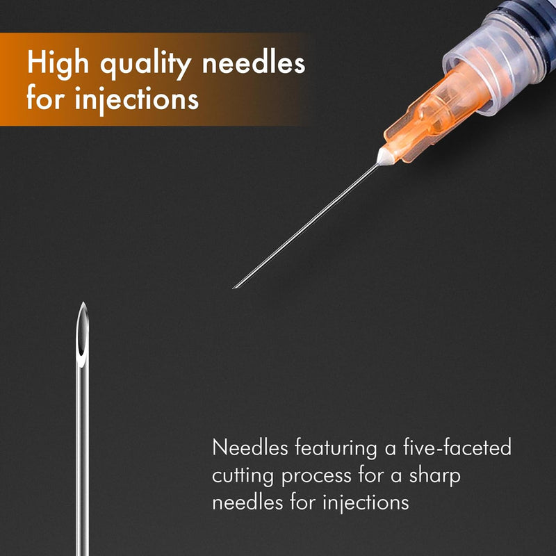 [Australia - AusPower] - 20 Pack 3ml Disposable Syringe with Needle - 25G 1 Inch Luer Lock Syringes, Individually Wrapped (25Ga 1" Needle 20Pack) 25Ga 1" Needle 20Pack 