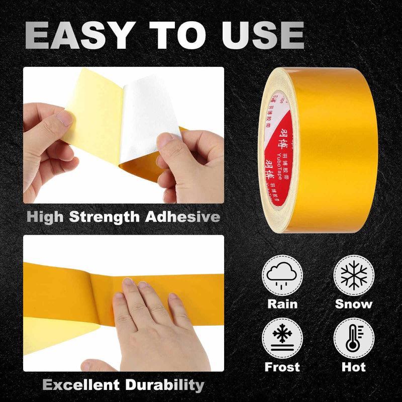 Caution Tape Safety Stripe Waterproof Reflective Tape (1 Inch x 164 Feet, Yellow) - Warning & Caution, for Outdoor Road Wall Trailers Bikes Vehicle, Self Adhesive 1 Inch x 164 Feet