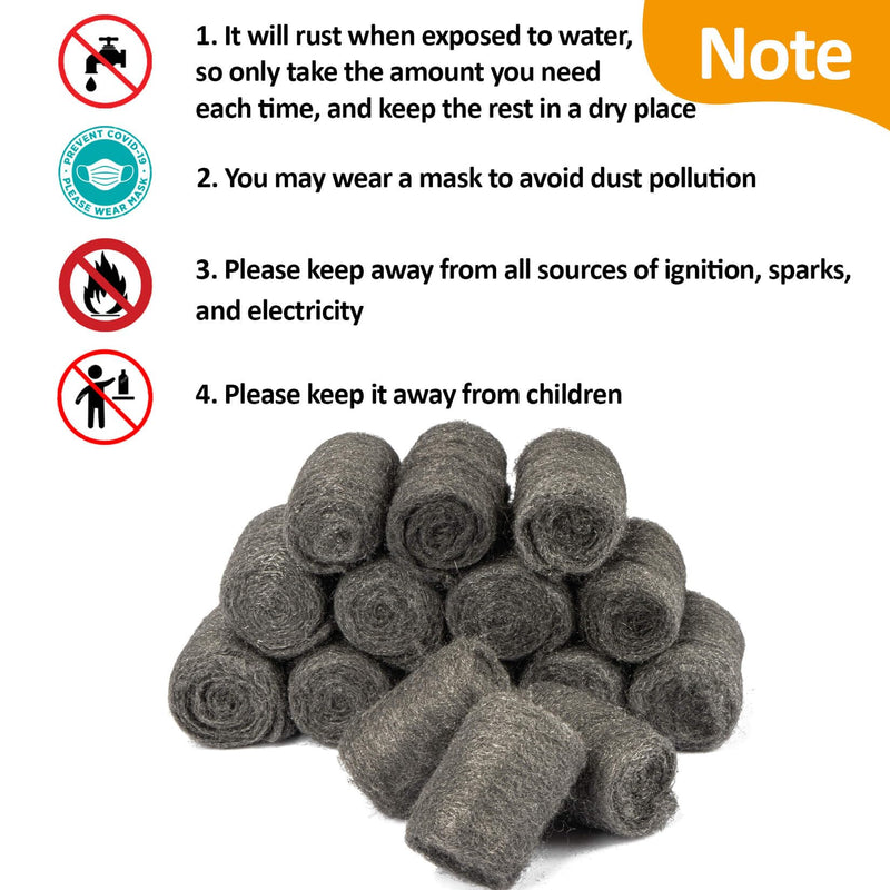 [Australia - AusPower] - Steel Wool Pads 0000 15PCS - Steel Wool Roll Glass Wood Fabric Metal Extra Fine Steel Wool 0000 Polishing Chrome Glass Polishing Pads Wool Steelwool Mice Control Weep Hole Covers Walls Fill 