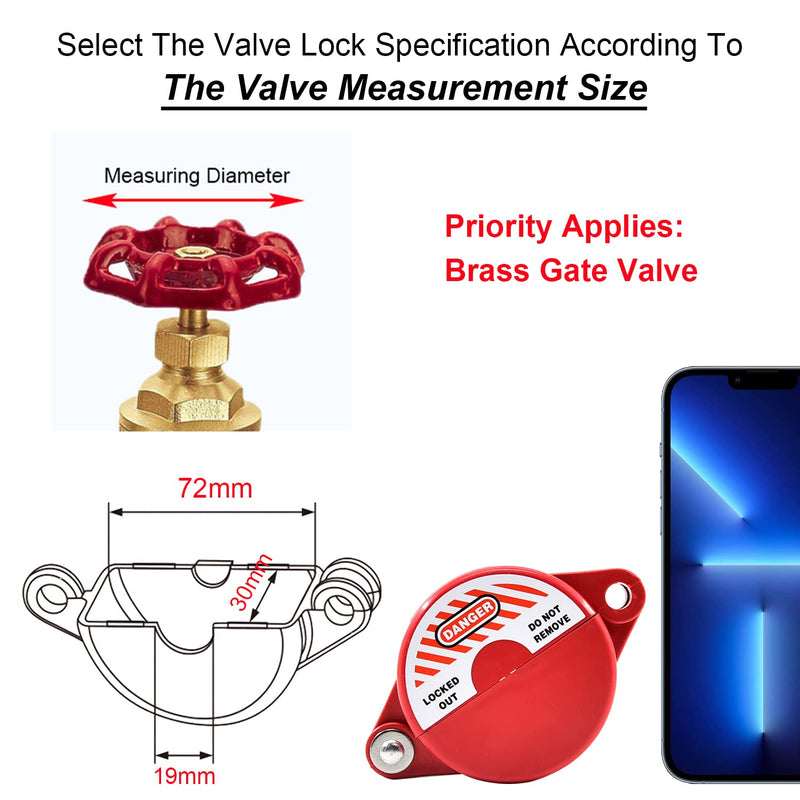 [Australia - AusPower] - Gate Valve Lockout Device | 1 to 2-1/2 Inch Dia | 2 Pack | Hose Bib, Gas, Propane Tank, Water Spigot and Faucet Locks Outdoor | Red for Professional and Industrial Use 