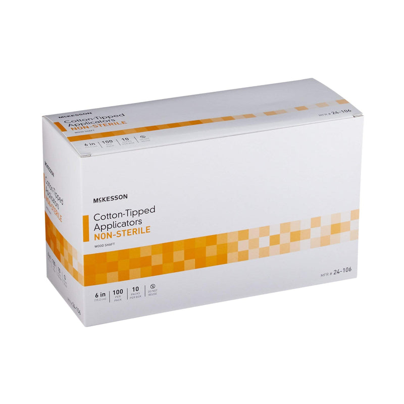[Australia - AusPower] - McKesson Cotton-Tipped Applicator Swabstick, Non-Sterile, Wood Shaft, 6 in, 100 Count, 10 Packs, 1000 Total (1000 ct) 