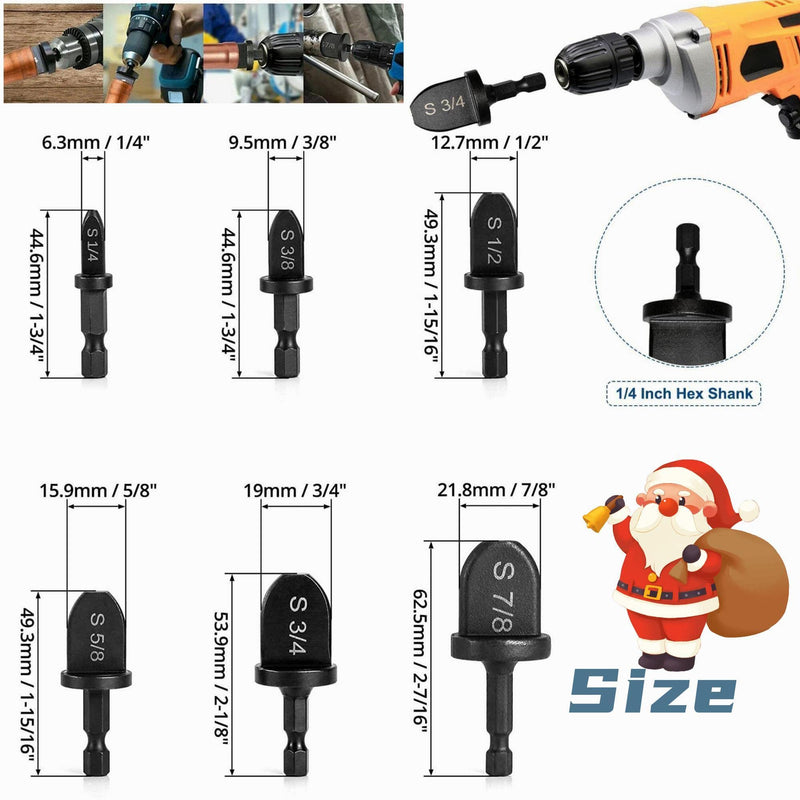 [Australia - AusPower] - 6Pcs HVAC Repairing Set, Boring Drill Bits, Air Conditioner Copper Tube Expander Swaging Tool Manual Copper Pipe Swage, Soft Copper tubing 1/4'', 3/8'',1/2'',5/8'',3/4'',7/8'' Bits Set 6 