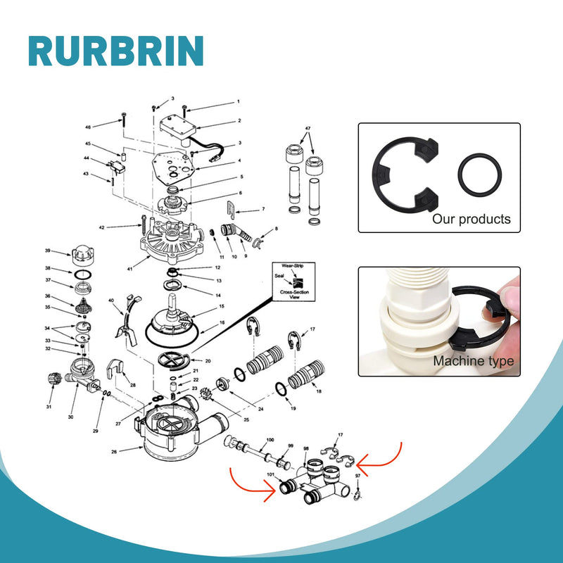 [Australia - AusPower] - (4+4PCS) 3/4" Water Softener Clip and O-Ring Kit Compatible with GE Kenmore Eco Pure Eco Water Softener, Replace Parts for 7116713 and 7170288 