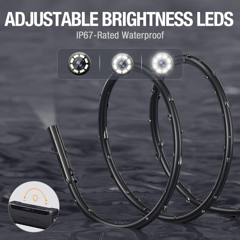 [Australia - AusPower] - 50FT Sewer Camera, Teslong USB C Drain Plumbing Snake Borescope Inspection Camera with 8 LEDs, 50 ft Flexible Waterproof Endoscope Fiber Optic Scope Cam compatible with iPhone 15, Android Phone 
