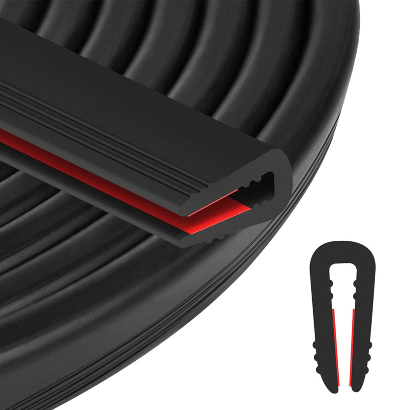 ToLanbbt Rubber Edge Trim U Channel - 1/8" Self Adhesive Sheet Metal Edge Guard Protector, EPDM Seal Strip for Car Doors, Steel Plates, Glass, Hatches, Table Corners, Fit 1/8"(3.2mm), 10Ft, Black 1/8" x 10'L