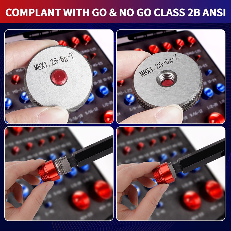 [Australia - AusPower] - FANOVO Thread Size Checker, 23 Inch & 21 Metric Bolt and Nut Identifier Gauge Kit, Threaded Measurin Inspector Finder Tester Box Set, for Size Checker of Bolts or Nuts in Narrow Areas Black 