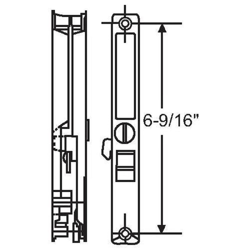 Sliding Glass Patio Door Lock Handle Set, Non-Keyed, Flush Mount, with Nite Lock,C Cam, and Keeper, White, 6-9/16" Screw Hole | Sliding Door Handle Replacement Hardware Repairs (DL-504) (White)