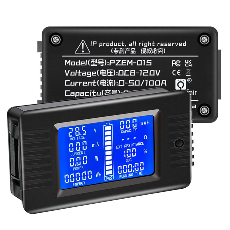 [Australia - AusPower] - DC 8-120V 0-100A Battery Monitor Digital Current Voltage Power Energy Meter Multimeter Ammeter Voltmeter with 100A Current Shunt 