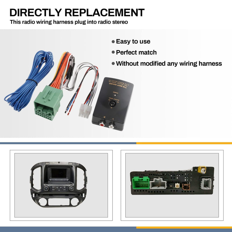 [Australia - AusPower] - NuIth Add Amp Amplifier Subwoofer Interface Kit Fit for 2014-2021 GM Vehicles Chevy Silverado Camaro Yukon on Factory OEM Radio Stereo System 2-Channel RCA line Output Converter 