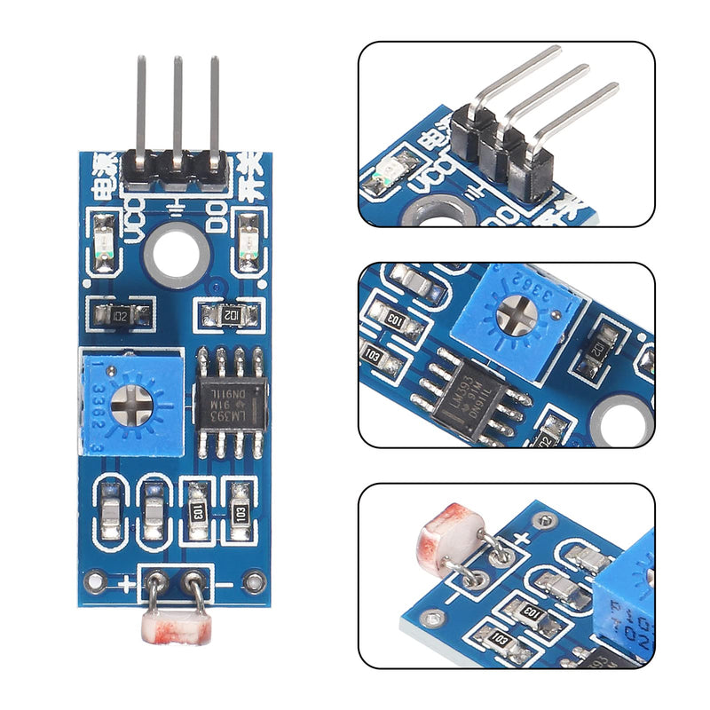 [Australia - AusPower] - 20PCS 5MM LDR Photosensitive Sensor Module Light Dependent Resistor Sensor Module Digital Light Detection LM393 3 pins for Arduino 